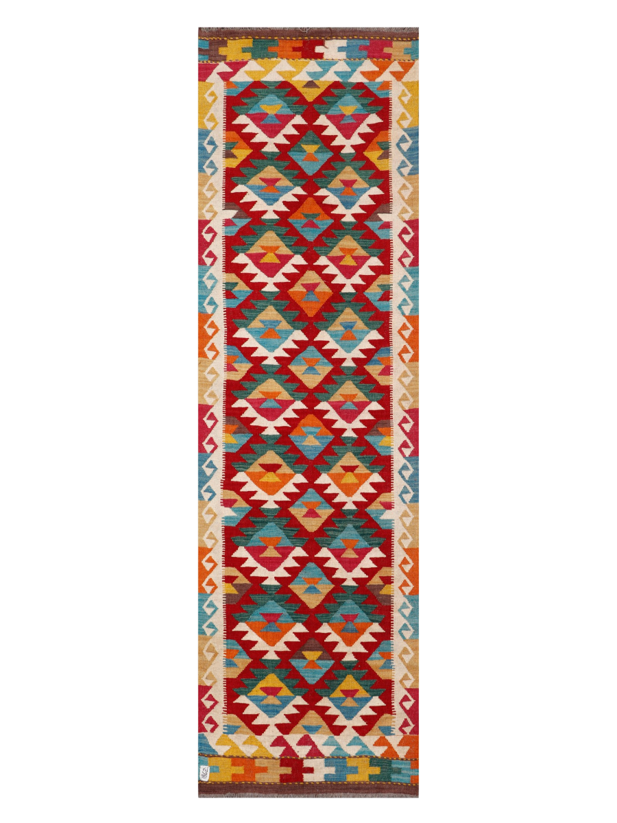 Maimana Afghanistan Kilim Runner Rug - 293 x 84 cm