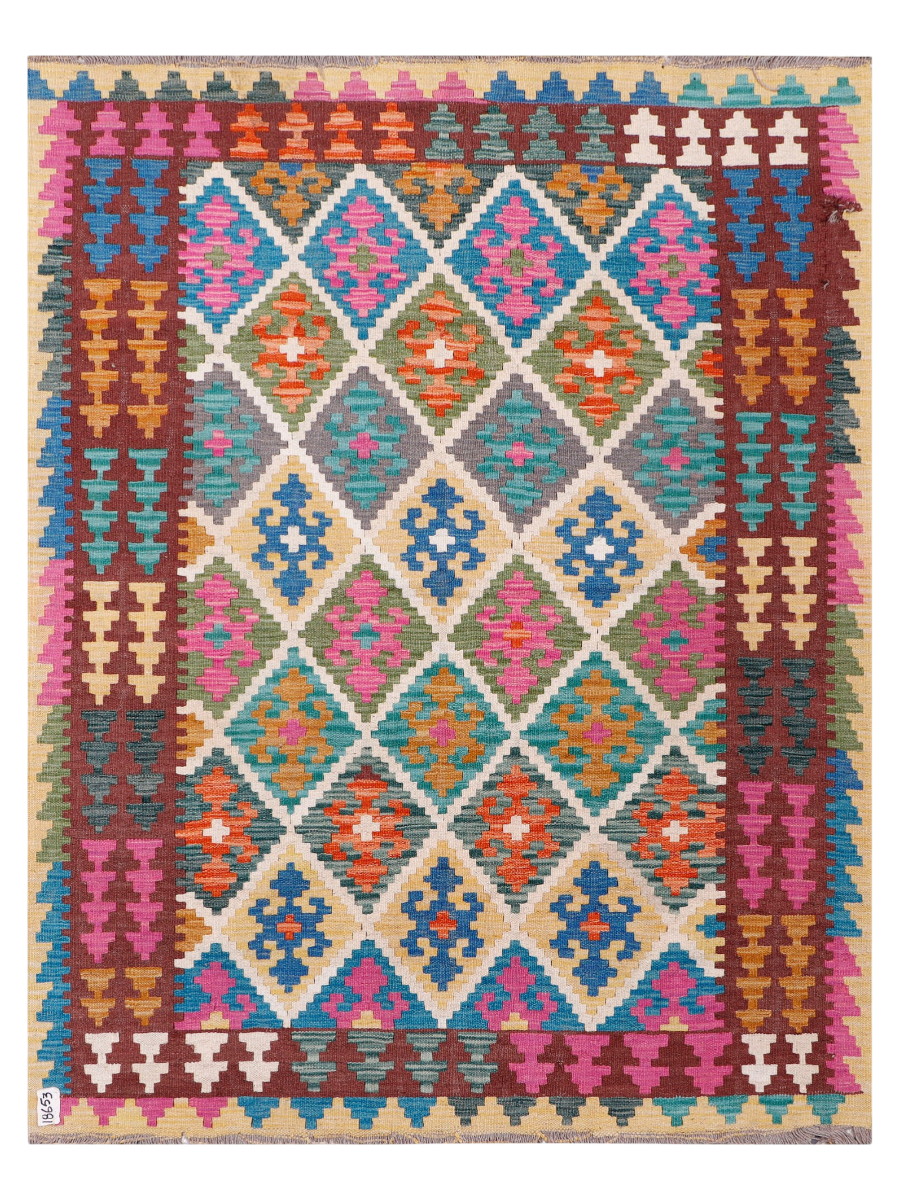 Maimana Afghanistan Kilim Accent Rug - 191 x 148 cm
