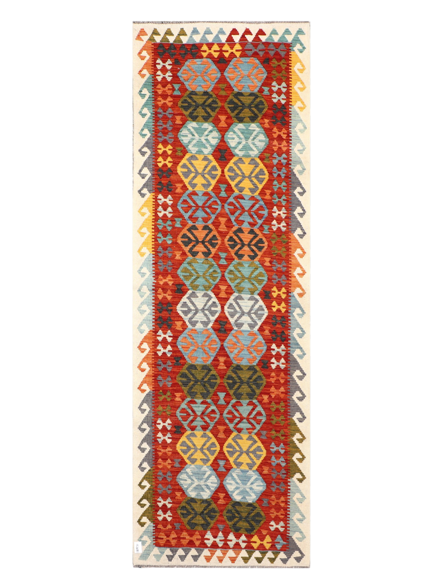 Maimana Afghanistan Kilim Runner Rug - 292 x 95 cm