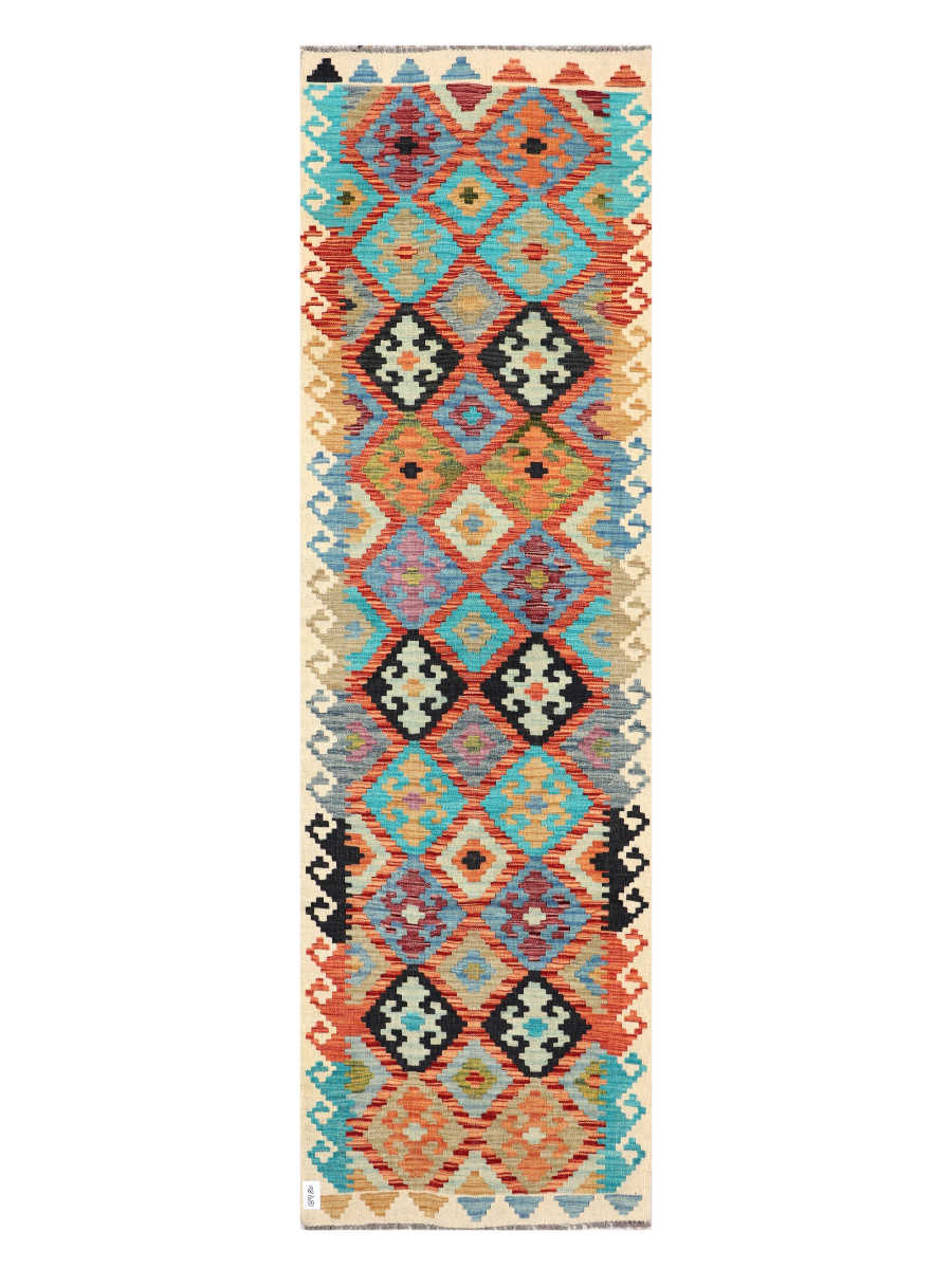 Maimana Afghanistan Kilim Runner Rug - 287 x 85 cm
