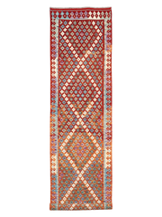 Maimana Afghanistan Kilim Runner Rug - 392 x 89 cm