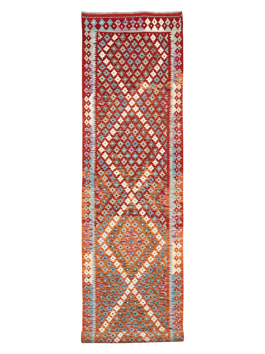 Maimana Afghanistan Kilim Runner Rug - 392 x 89 cm