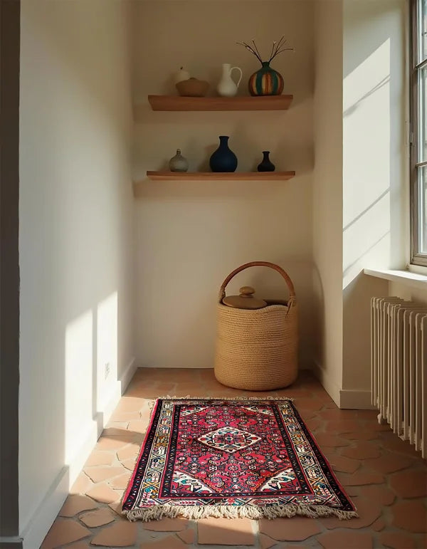 Hamadan Persian Vintage Hand Knotted Wool Rug - 150 x 100 cm