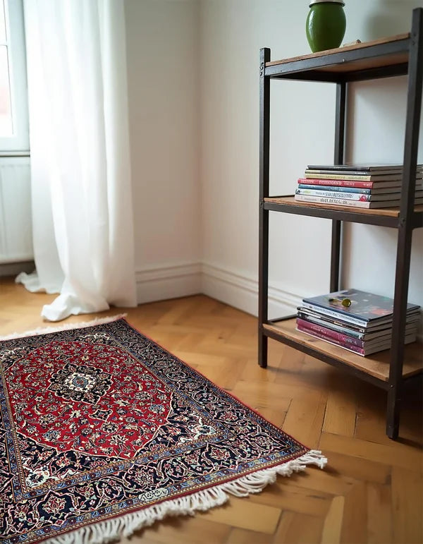 Kashan Persian Vintage Hand Knotted Wool Rug - 170 x 115 cm