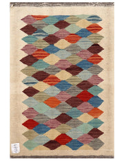 Maimana Afghanistan Kilim Rug - 87 x 58 cm