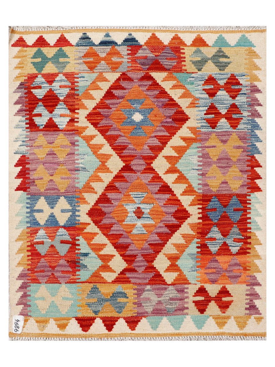 Maimana Afghanistan Kilim Accent Rug - 111 x 91 cm