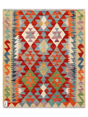 Maimana Afghanistan Kilim Accent Rug - 106 x 88 cm