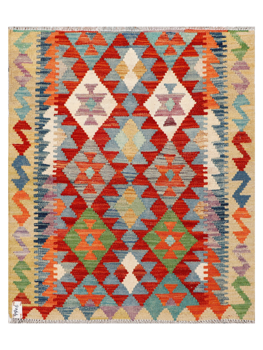 Maimana Afghanistan Kilim Accent Rug - 106 x 88 cm