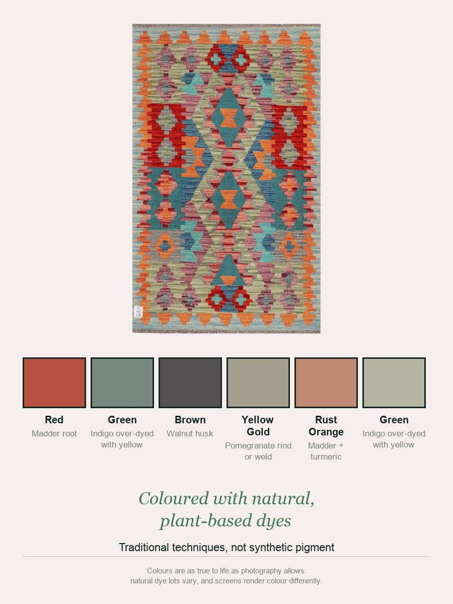 Maimana Kilim — natural plant-based dye colour palette