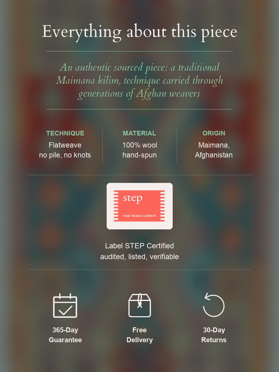 Maimana Kilim — construction, material, origin, and guarantee details