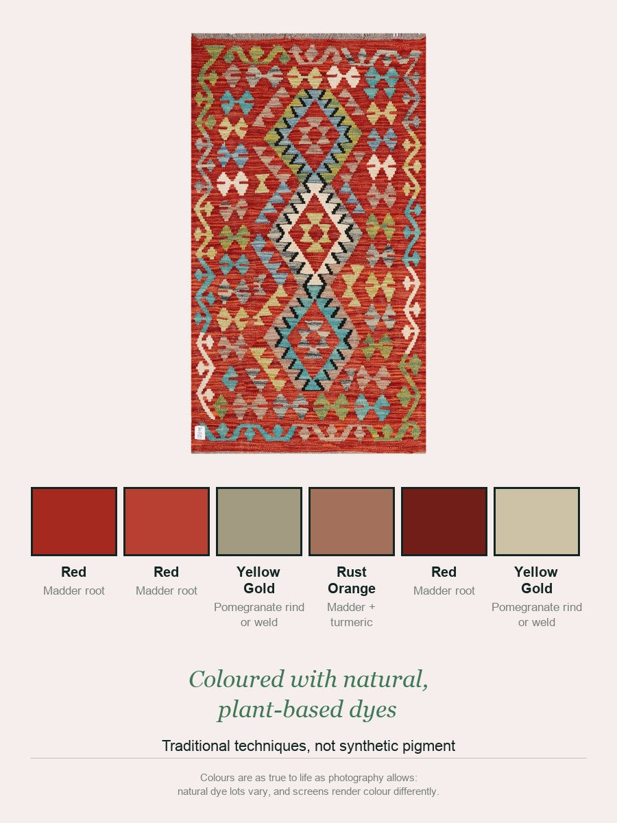 Maimana Kilim — natural plant-based dye colour palette