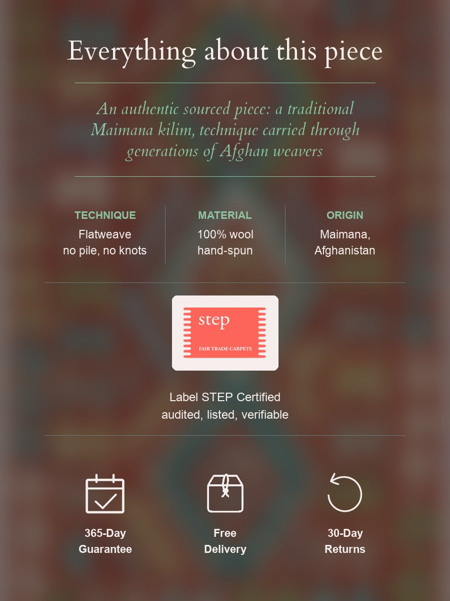 Maimana Kilim — construction, material, origin, and guarantee details