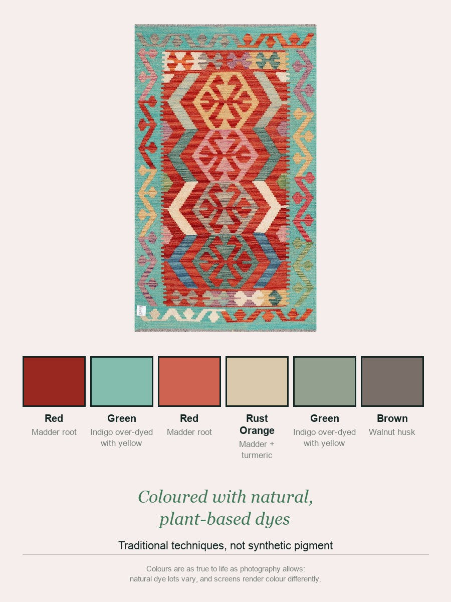 Maimana Kilim — natural plant-based dye colour palette