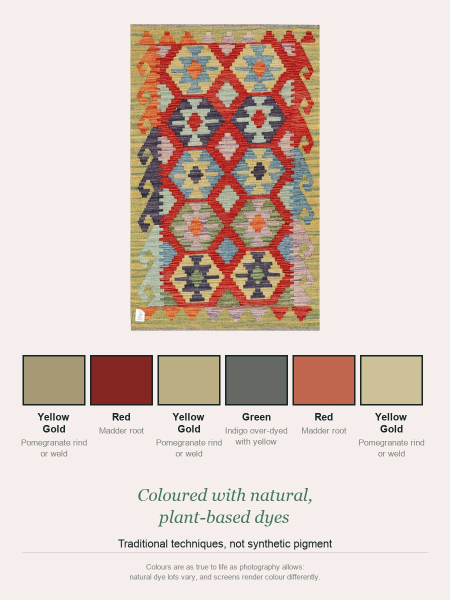 Maimana Kilim — natural plant-based dye colour palette