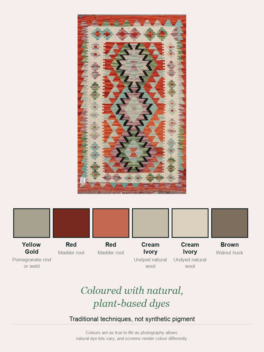 Maimana Kilim — natural plant-based dye colour palette