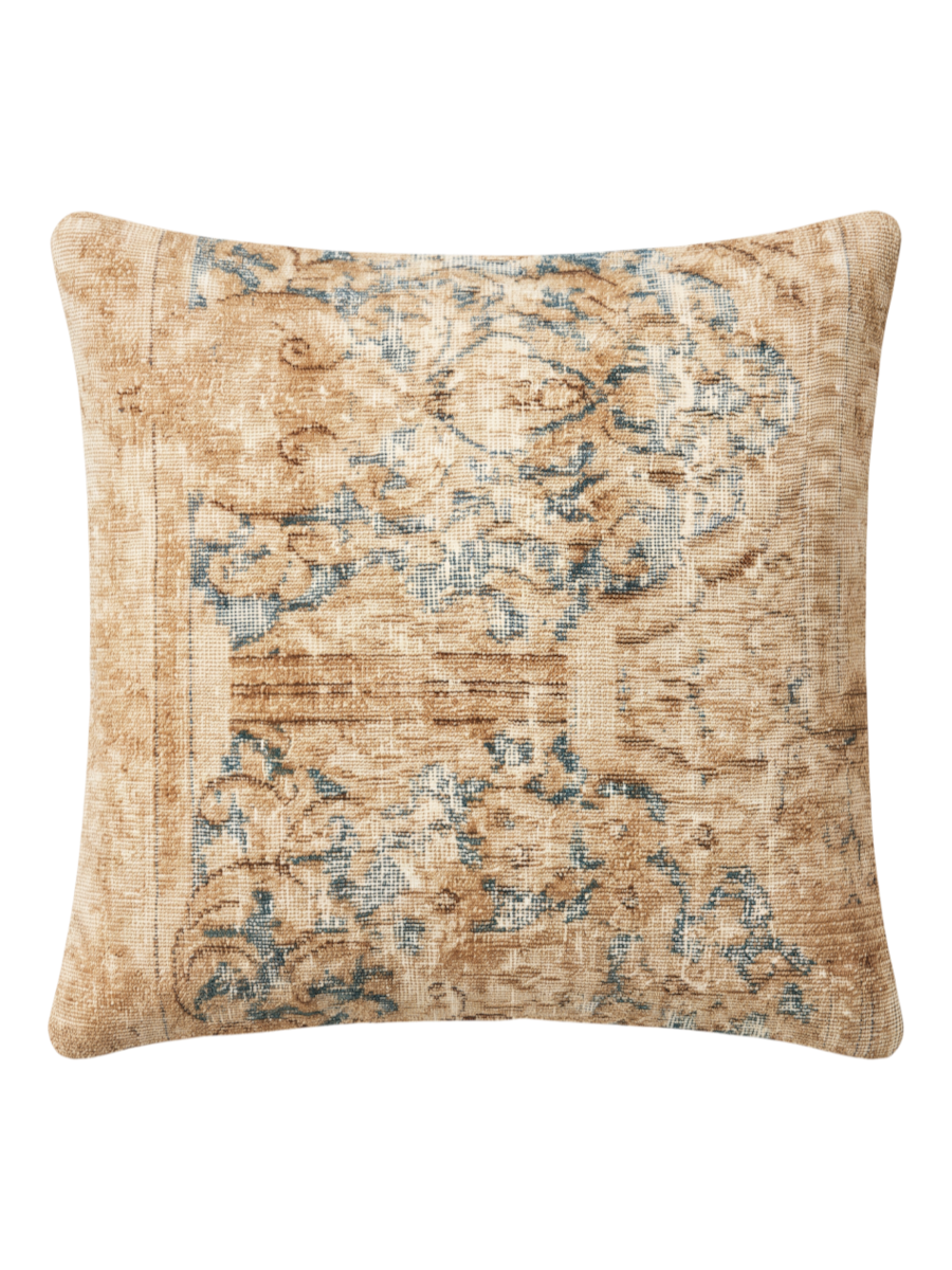 Vintage Persian hand-knotted cushion cover, flat lay
