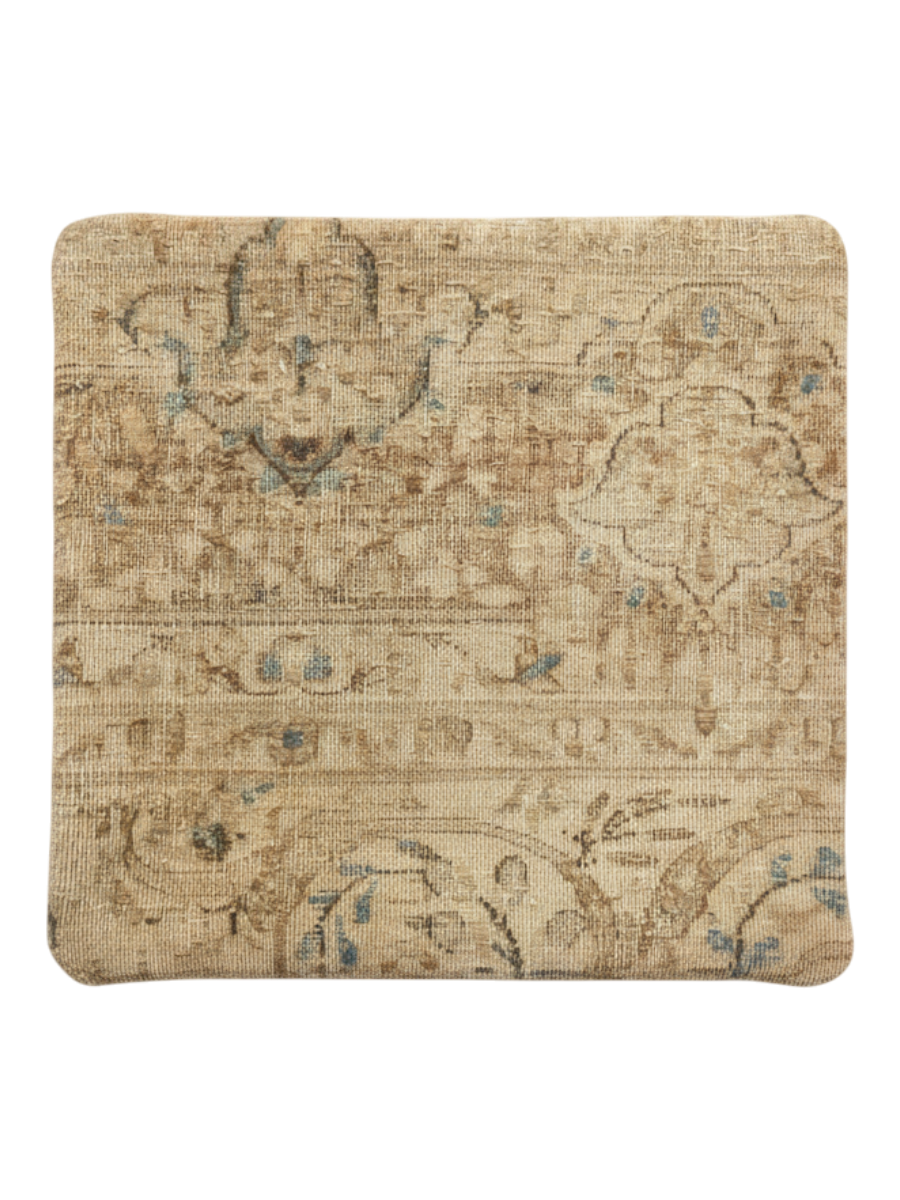 Vintage Persian hand-knotted cushion cover, flat lay