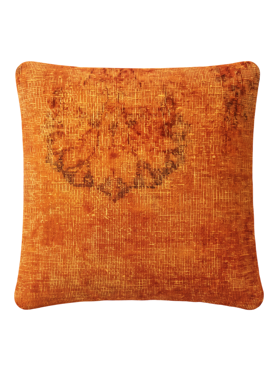 Vintage Persian hand-knotted cushion cover, flat lay