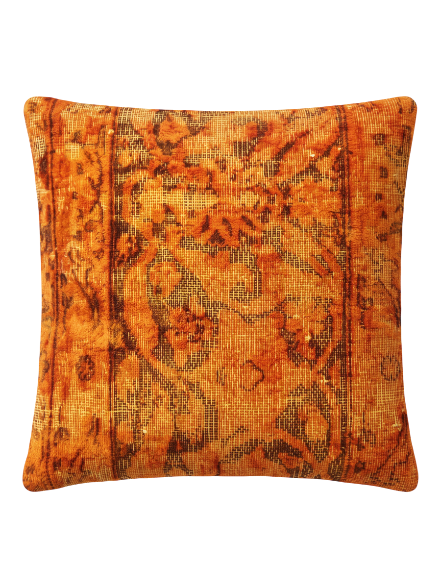 Vintage Persian hand-knotted cushion cover, flat lay