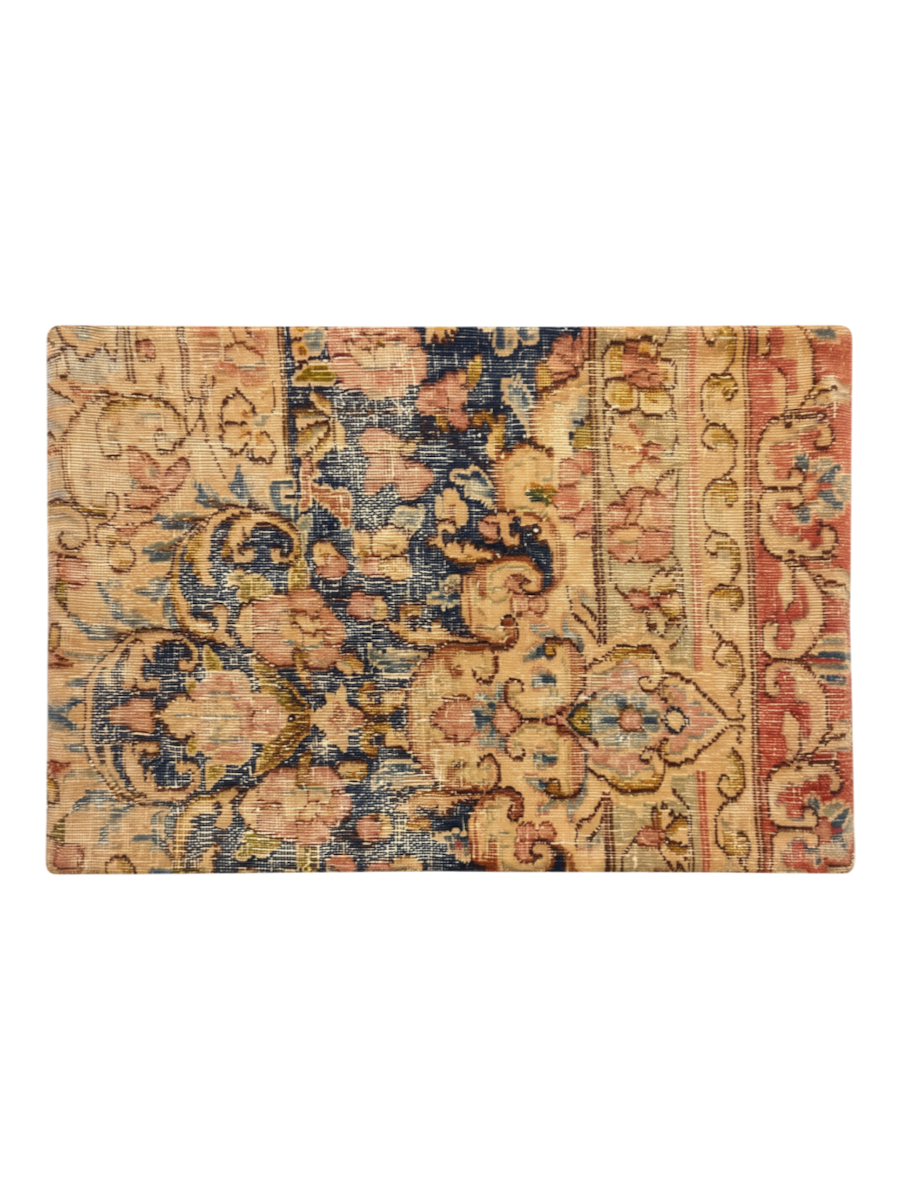Vintage Persian hand-knotted cushion cover, flat lay