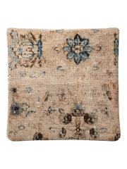 Vintage Persian hand-knotted cushion cover, flat lay