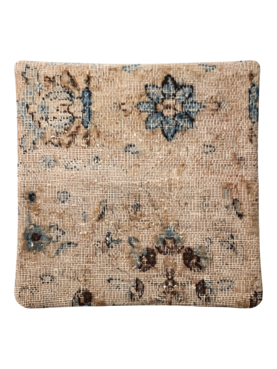 Vintage Persian hand-knotted cushion cover, flat lay