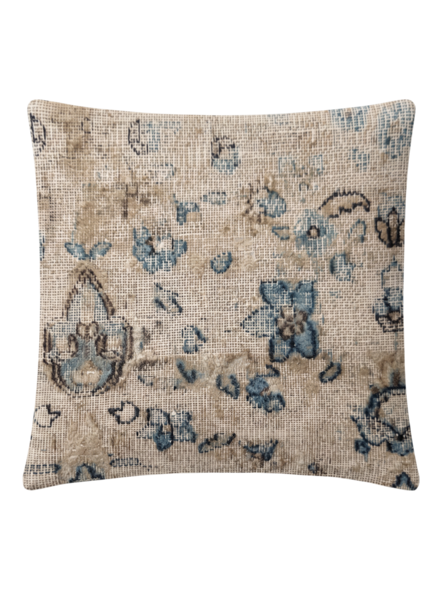Vintage Persian hand-knotted cushion cover, flat lay