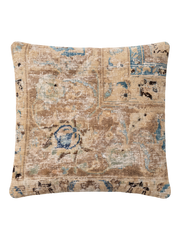 Vintage Persian hand-knotted cushion cover, flat lay