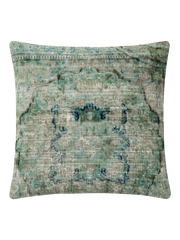 Vintage Persian hand-knotted cushion cover, flat lay