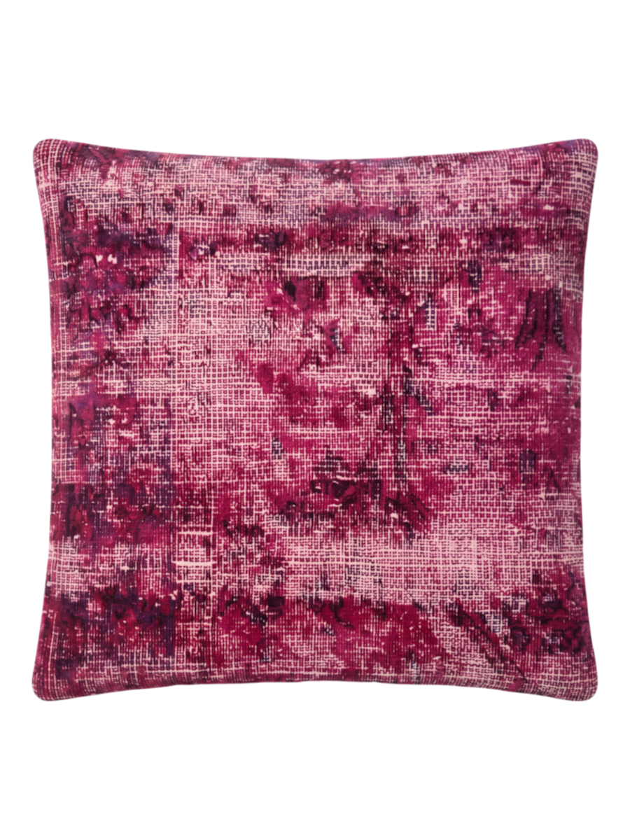 Vintage Persian hand-knotted cushion cover, flat lay