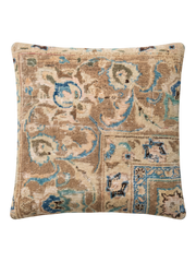 Vintage Persian hand-knotted cushion cover, flat lay