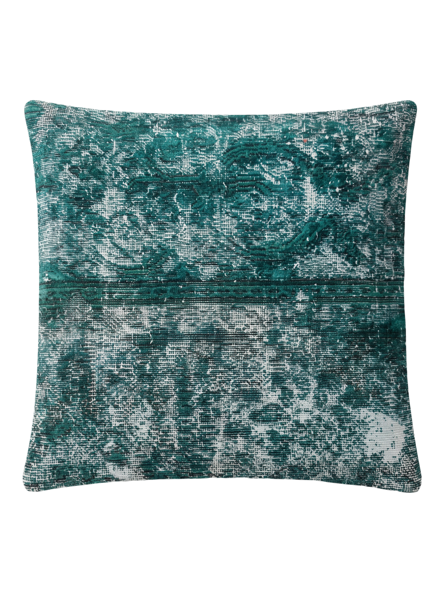 Vintage Persian hand-knotted cushion cover, flat lay
