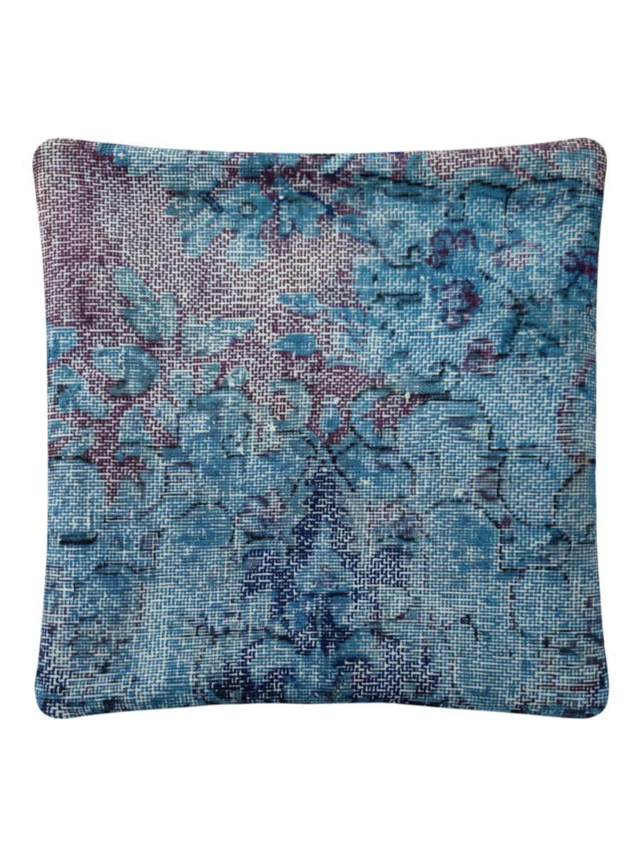 Vintage Persian hand-knotted cushion cover, flat lay