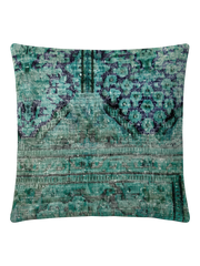Vintage Persian hand-knotted cushion cover, flat lay