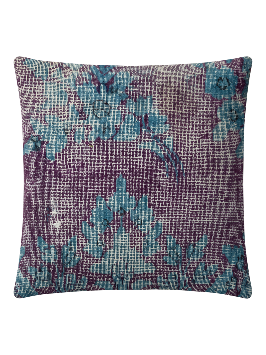Vintage Persian hand-knotted cushion cover, flat lay