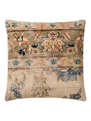 Vintage Persian hand-knotted cushion cover, flat lay