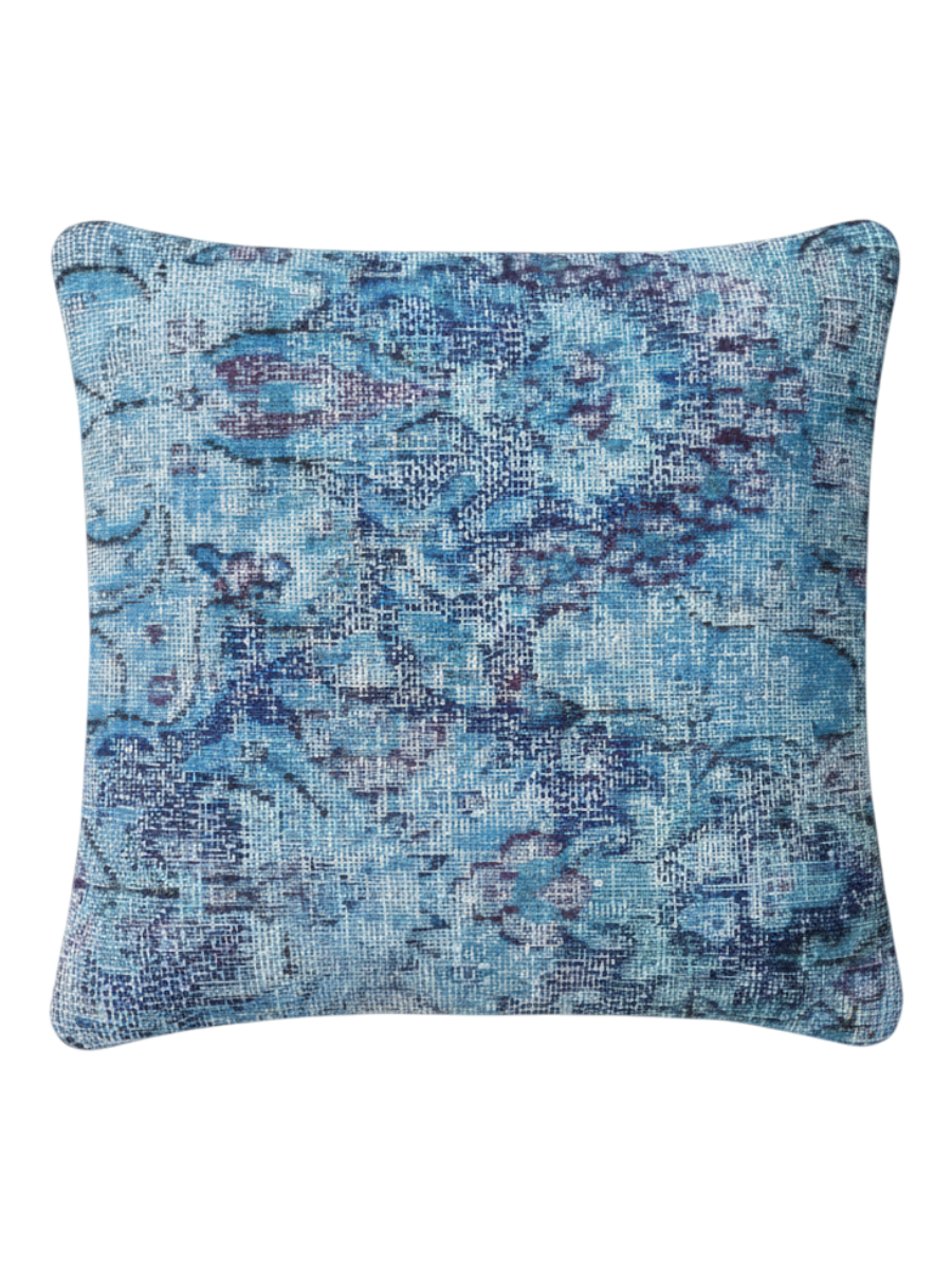 Vintage Persian hand-knotted cushion cover, flat lay