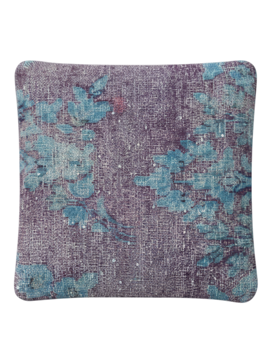 Vintage Persian hand-knotted cushion cover, flat lay