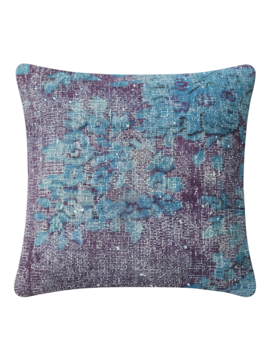 Vintage Persian hand-knotted cushion cover, flat lay
