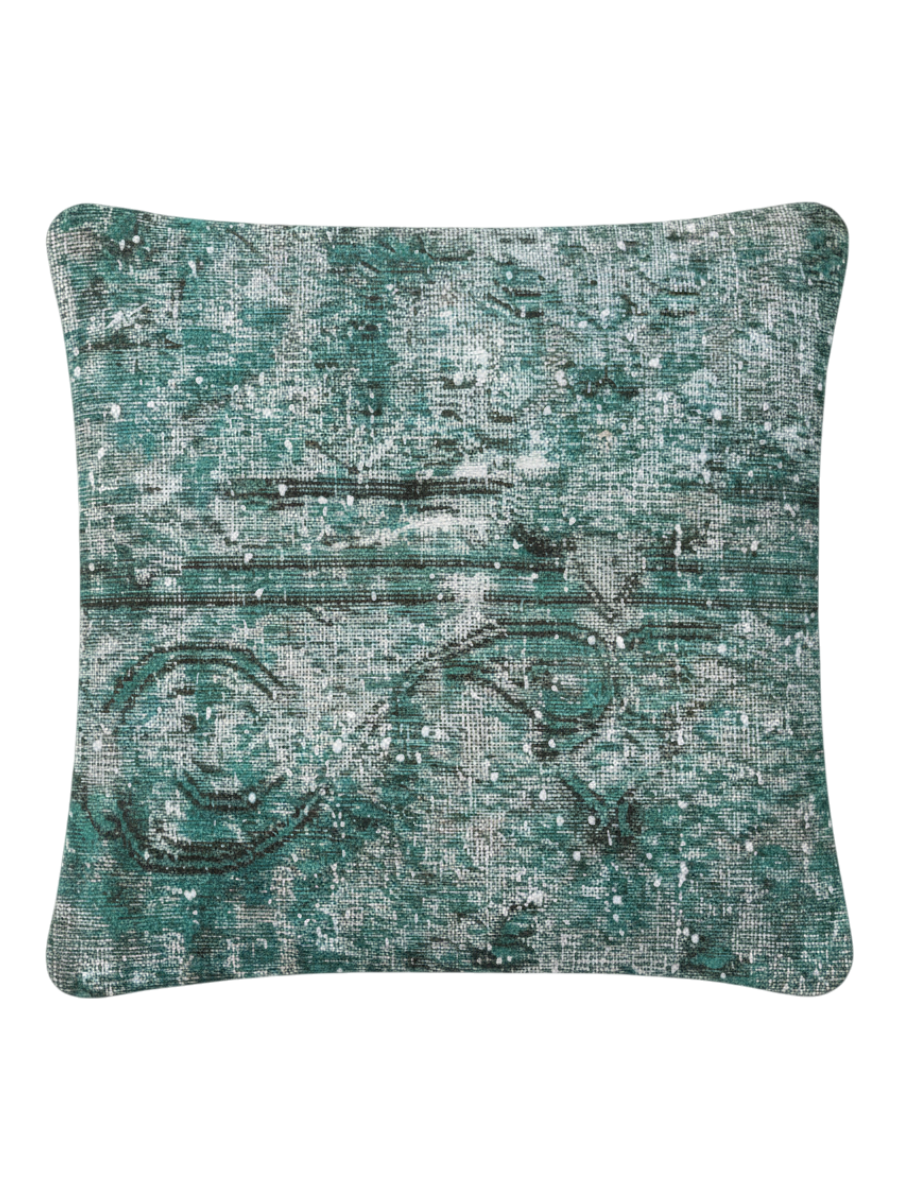 Vintage Persian hand-knotted cushion cover, flat lay