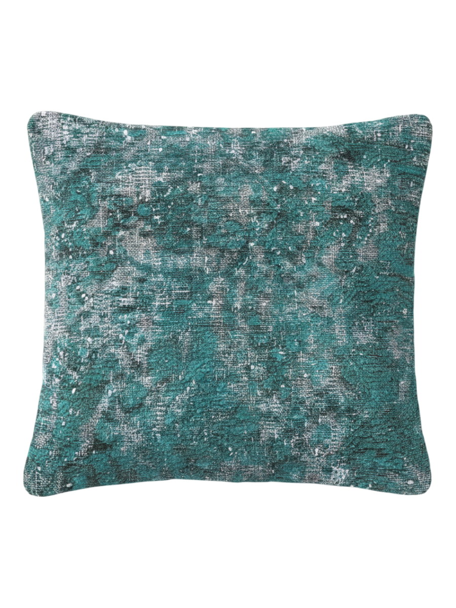 Vintage Persian hand-knotted cushion cover, flat lay