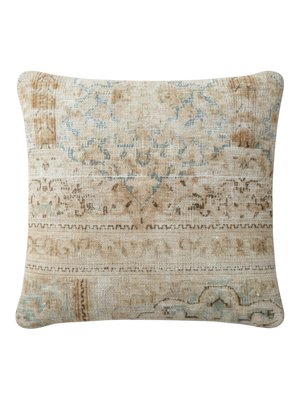 Vintage Persian hand-knotted cushion cover, flat lay