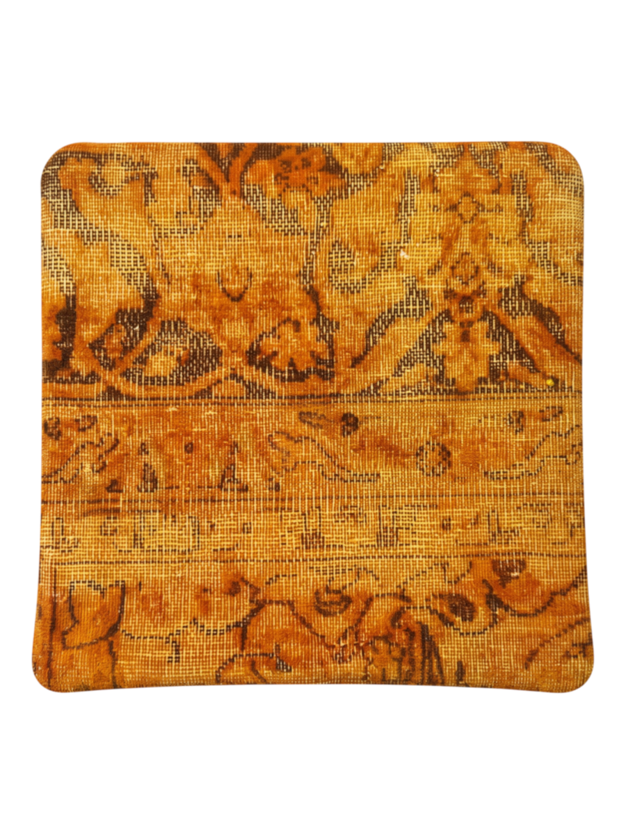 Vintage Persian hand-knotted cushion cover, flat lay