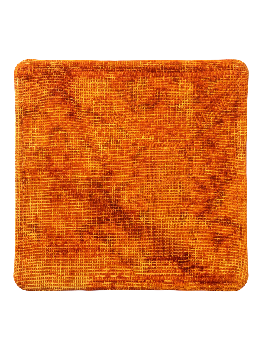 Vintage Persian hand-knotted cushion cover, flat lay