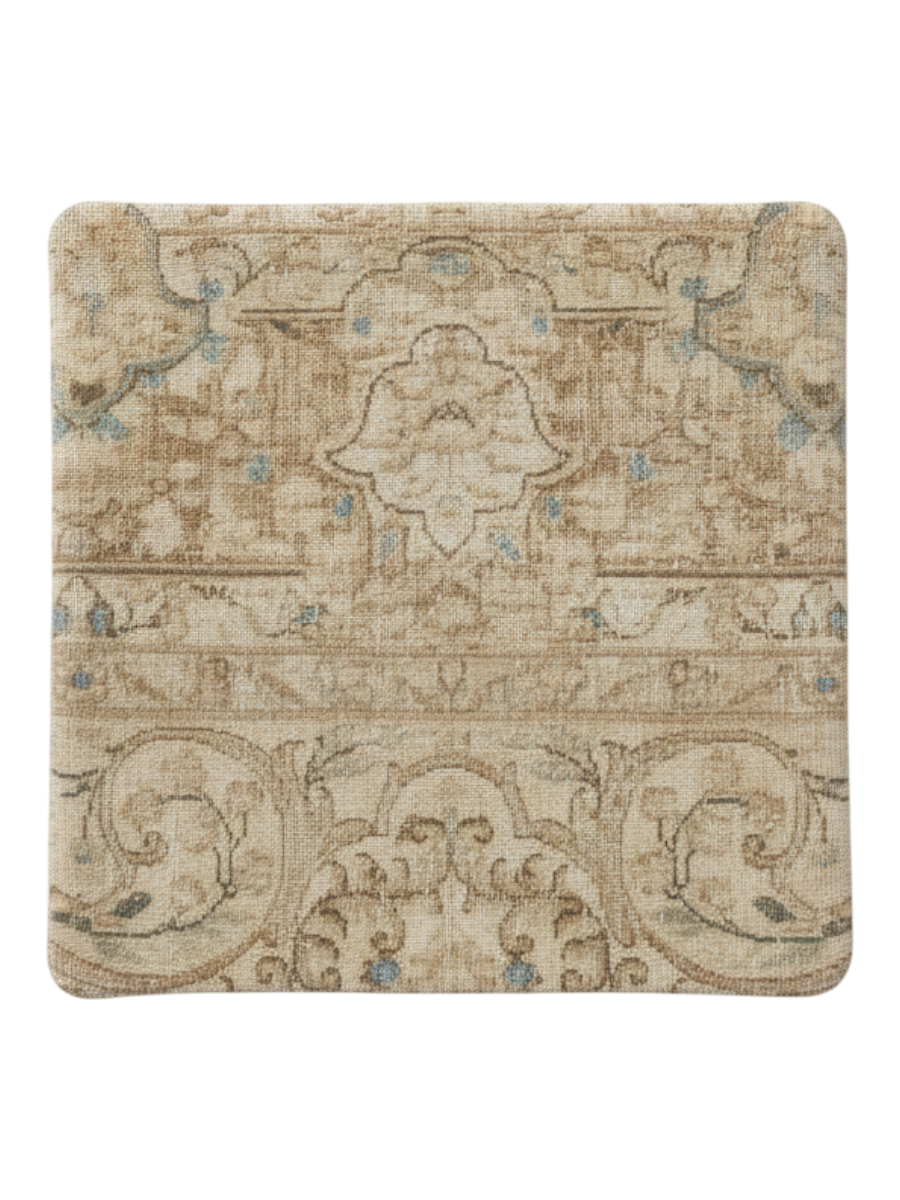 Vintage Persian hand-knotted cushion cover, flat lay