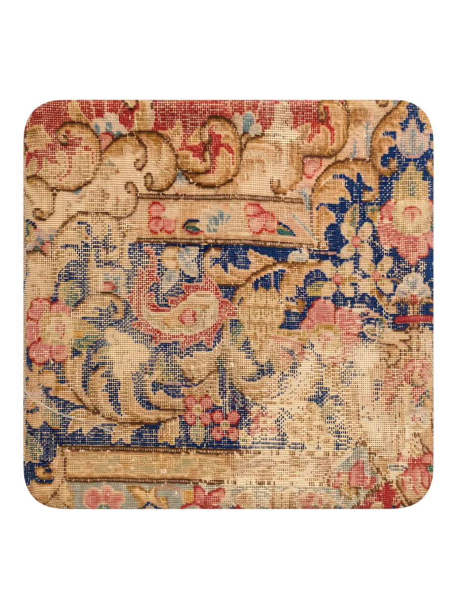 Vintage Persian hand-knotted cushion cover, flat lay