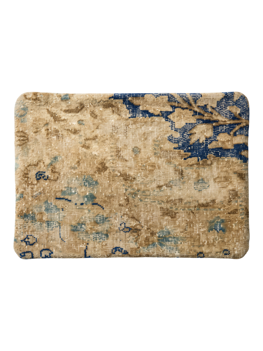 Vintage Persian hand-knotted cushion cover, flat lay