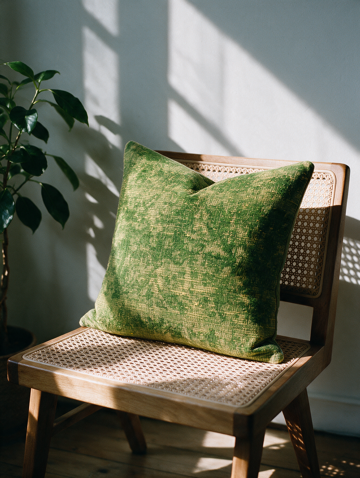 Vintage Persian hand-knotted cushion cover styled lifestyle shot