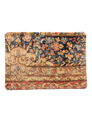 Vintage Persian hand-knotted cushion cover, flat lay