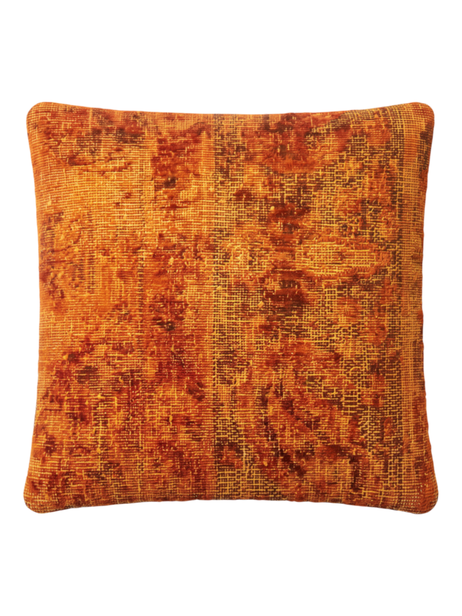 Vintage Persian hand-knotted cushion cover, flat lay